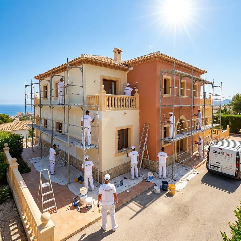 Exterior painting with scaffolding